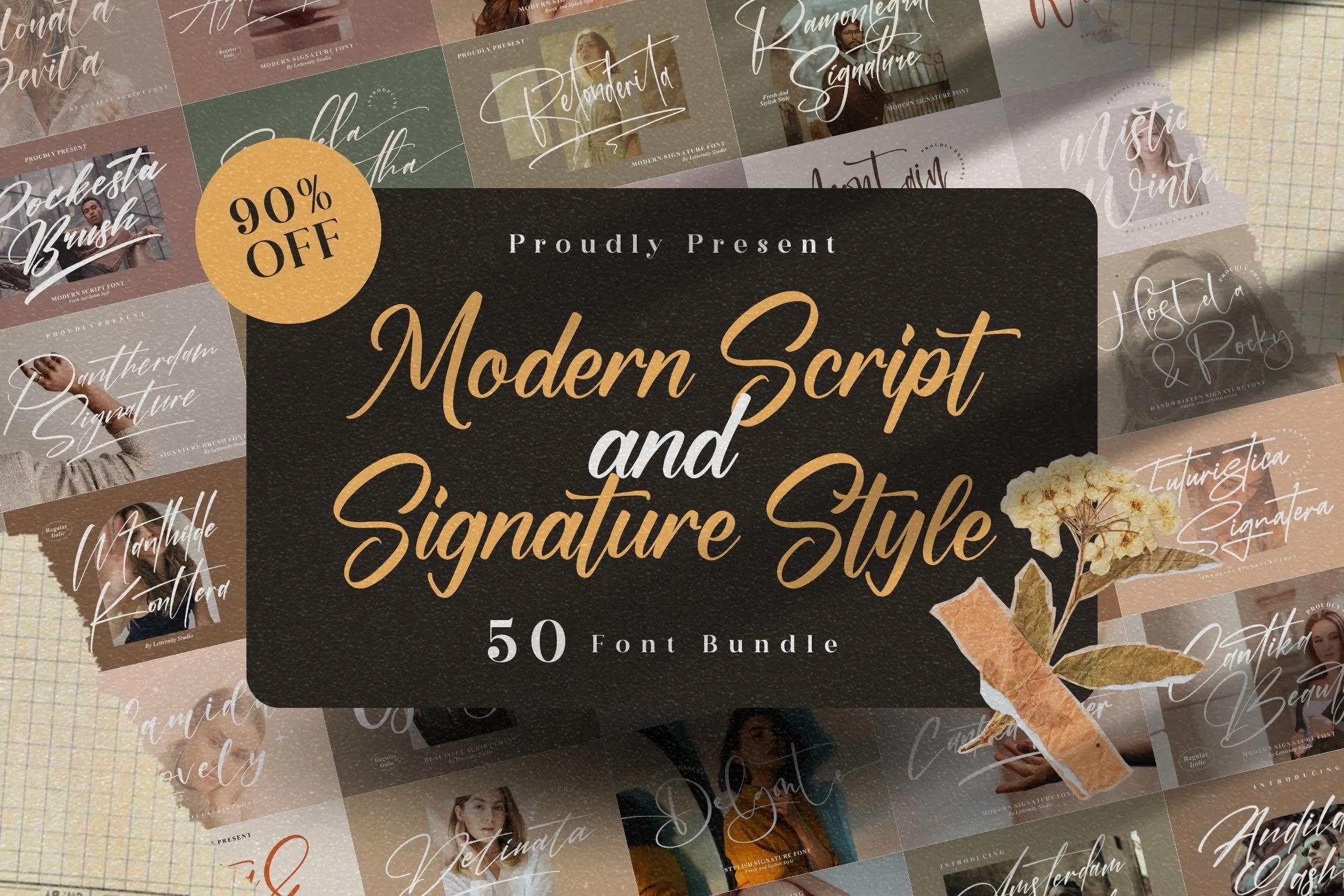 50 Modern Script and Signature Style Font Bundle | Letterena Studios